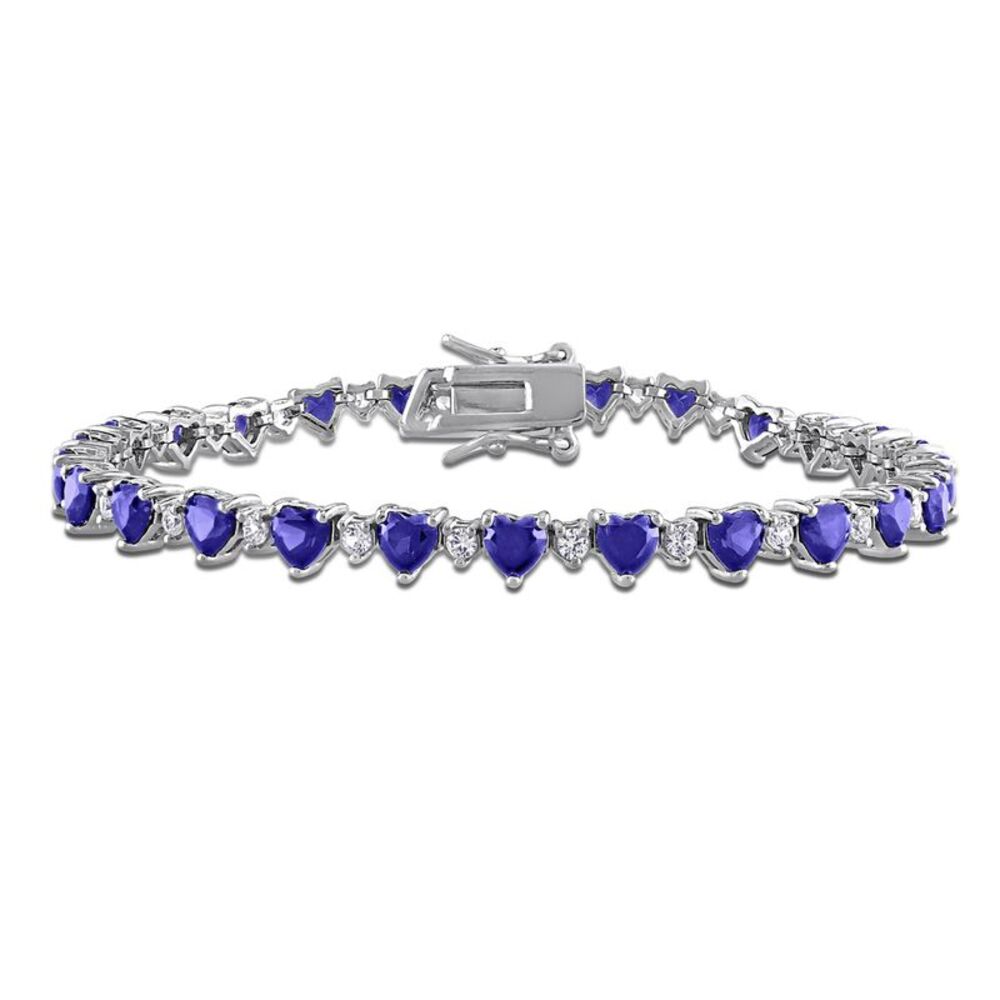 9.32 Carat (ctw) Lab-Created Blue & White Sapphire Bracelet Sterling Silver